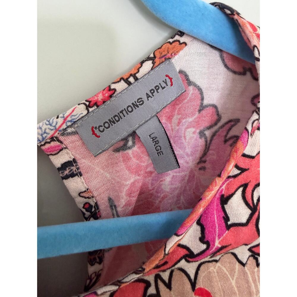 CONDITIONS APPLY X ANTHROPOLOGIE Zofana Top Vibrant Botanical Floral Pink Print - Picture 4 of 9